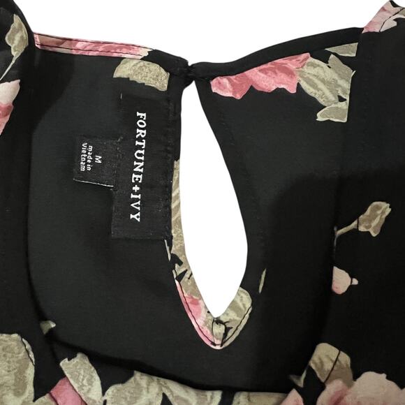 Fortune + Ivy MEDIUM Anwe Cold Shoulder Top - Stitch Fix Floral Chiffon Blouse - Picture 8 of 16